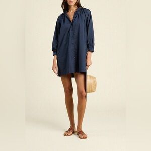 Trovata Birds of Paradis Angeline Poplin Button Down Long Sleeve Dress Medium